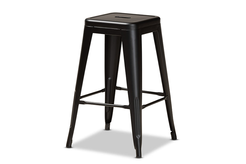 Geralyn Modern and Contemporary Industrial Black Finished Metal 4-Piece Stackable Counter Stool Set