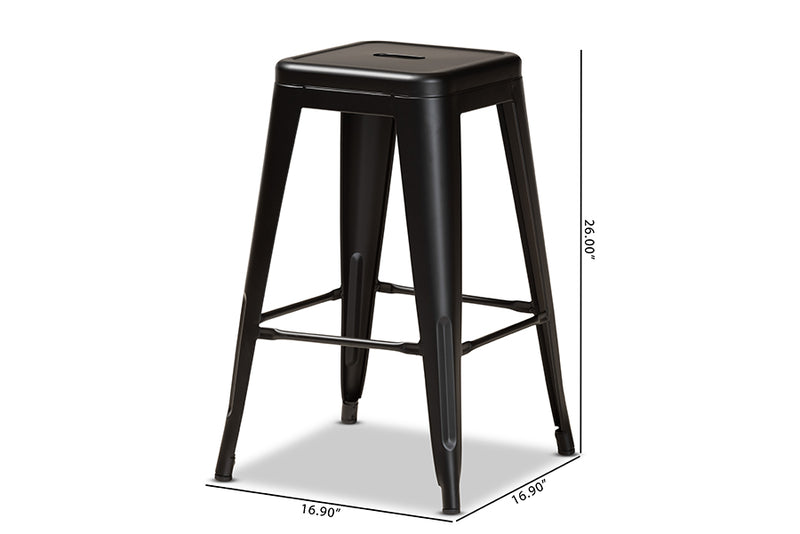 Geralyn Modern and Contemporary Industrial Black Finished Metal 4-Piece Stackable Counter Stool Set