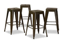 Geralyn Industrial Gunmetal Finished Metal 4Pc Stackable Counter Stool Set Baxton