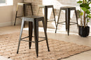 Geralyn Industrial Gunmetal Finished Metal 4Pc Stackable Counter Stool Set Baxton