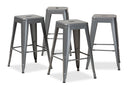 Geralyn Industrial Gray Finished Metal 4Pc Stackable Counter Stool Set Baxton