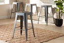 Geralyn Industrial Gray Finished Metal 4Pc Stackable Counter Stool Set Baxton