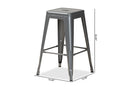 Geralyn Industrial Gray Finished Metal 4Pc Stackable Counter Stool Set Baxton