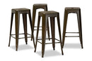 Geralyn Industrial Gunmetal Finished Metal 4Pc Stackable Bar Stool Set Baxton