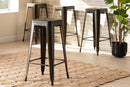 Geralyn Industrial Gunmetal Finished Metal 4Pc Stackable Bar Stool Set Baxton