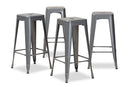 Geralyn Industrial Gray Finished Metal 4Pc Stackable Bar Stool Set Baxton