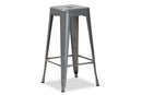 Geralyn Industrial Gray Finished Metal 4Pc Stackable Bar Stool Set Baxton