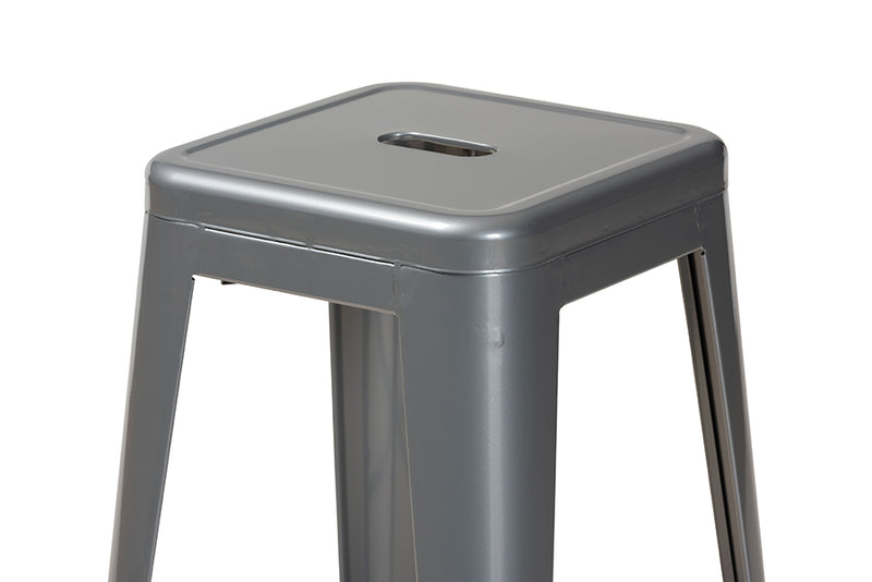 Geralyn Modern and Contemporary Industrial Gray Finished Metal 4-Piece Stackable Bar Stool Set