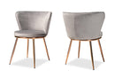 Bowie Gray Velvet Fabric Rose Gold Finished Metal 2Pc Dining Chair Set Baxton