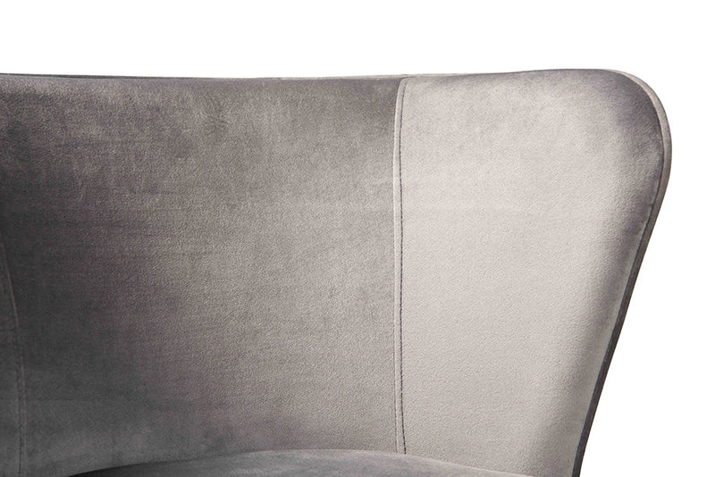 Bowie Gray Velvet Fabric Rose Gold Finished Metal 2Pc Dining Chair Set Baxton