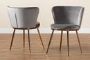 Bowie Gray Velvet Fabric Rose Gold Finished Metal 2Pc Dining Chair Set Baxton