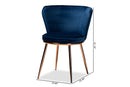 Bowie Navy Blue Velvet Fabric Rose Gold Finished Metal 2Pc Dining Chair Set Baxton