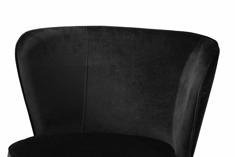 Bowie Black Velvet Fabric Rose Gold Finished Metal 2Pc Dining Chair Set Baxton