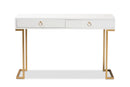 Caitlin White and Gold Metal 2-Drawer Console Table Baxton