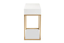 Caitlin White and Gold Metal 2-Drawer Console Table Baxton