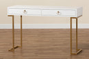 Caitlin White and Gold Metal 2-Drawer Console Table Baxton