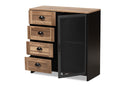 Jeriah Two-Tone Natural Brown and Black and Black Metal Buffet Baxton