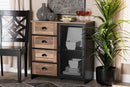 Jeriah Two-Tone Natural Brown and Black and Black Metal Buffet Baxton