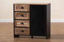 Jeriah Two-Tone Natural Brown and Black and Black Metal Buffet Baxton