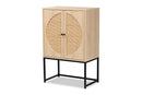 Agni Light Brown and Black Metal 2-Door Storage Cabinet Baxton