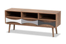 Herrara Natural Brown Finished and Multi-Colored Wood 3-Drawer TV Stand Baxton