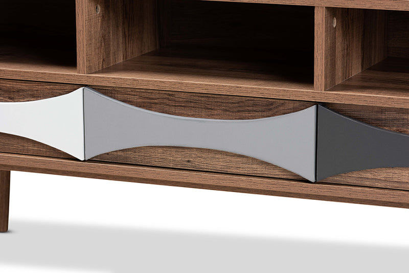 Herrara Modern and Contemporary Natural Brown Finished and Multi-Colored Wood 3-Drawer TV Stand