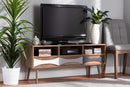 Herrara Natural Brown Finished and Multi-Colored Wood 3-Drawer TV Stand Baxton