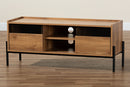 Kalena Industrial Natural Brown and Black Metal 2-Door TV Stand Baxton