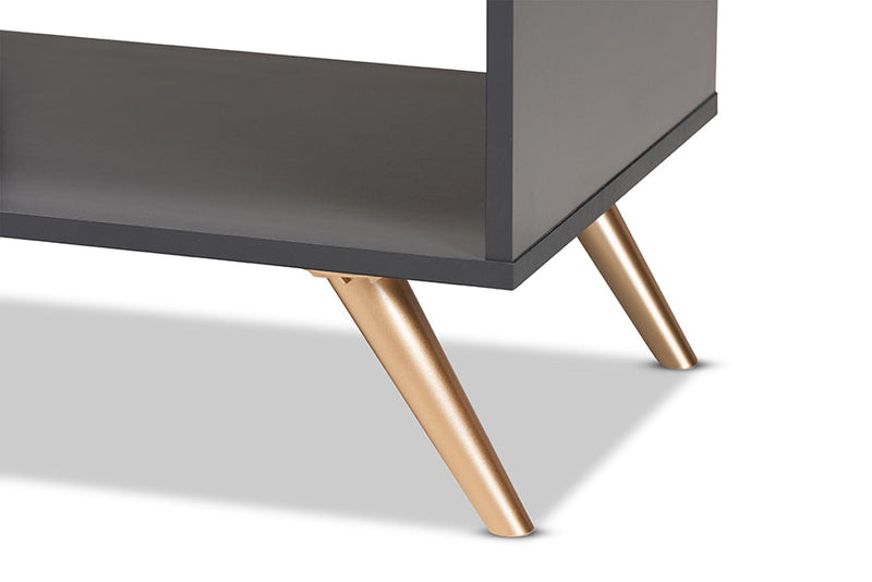Yori Dark Gray and Gold Coffee Table Baxton