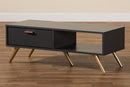 Yori Dark Gray and Gold Coffee Table Baxton
