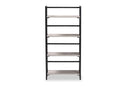 Yareli Light Gray and Black Metal 4-Tier Display Shelf Baxton