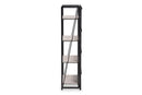 Yareli Light Gray and Black Metal 4-Tier Display Shelf Baxton
