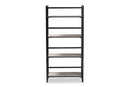 Yareli Light Gray and Black Metal 4-Tier Display Shelf Baxton