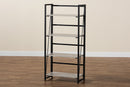 Yareli Light Gray and Black Metal 4-Tier Display Shelf Baxton