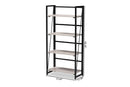 Yareli Light Gray and Black Metal 4-Tier Display Shelf Baxton