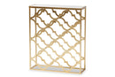 Gowan Gold Finished Metal Console Table w/Marble Tabletop Baxton