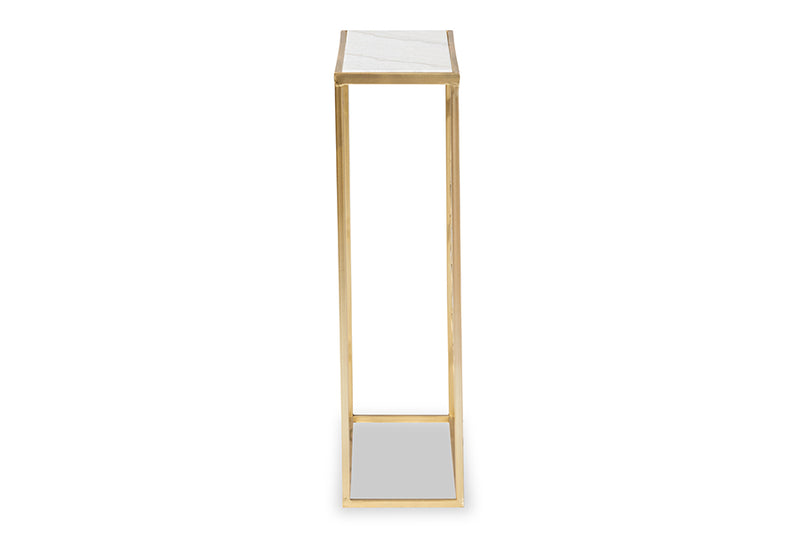 Gowan Modern and Contemporary Gold Finished Metal Console Table w/Marble Tabletop