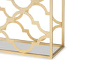 Gowan Gold Finished Metal Console Table w/Marble Tabletop Baxton