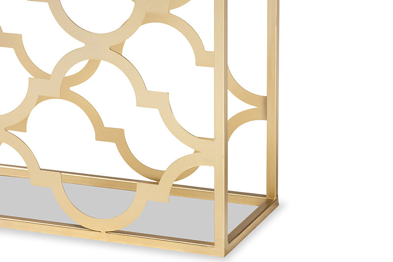 Gowan Gold Finished Metal Console Table w/Marble Tabletop Baxton