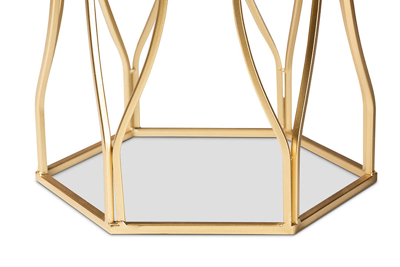 Sussie Gold Metal End Table w/Marble Tabletop Baxton