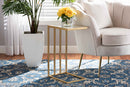 Lombok Gold Finished Metal C Shaped End Table w/Marble Tabletop Baxton