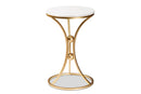 Dylin Gold Finished Metal End Table w/Marble Tabletop Baxton