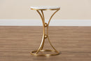 Dylin Gold Finished Metal End Table w/Marble Tabletop Baxton
