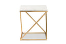 Elizabeth Gold Finished Metal End Table w/Marble Tabletop Baxton