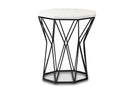 Dakota Black Metal End Table w/Marble Tabletop Baxton