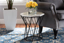 Dakota Black Metal End Table w/Marble Tabletop Baxton