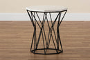 Dakota Black Metal End Table w/Marble Tabletop Baxton