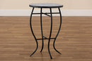 Seraphin Black Metal and Blue Glass Plant Stand Baxton