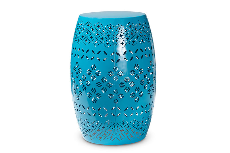 Layton Blue Finished Metal Outdoor Side Table Baxton