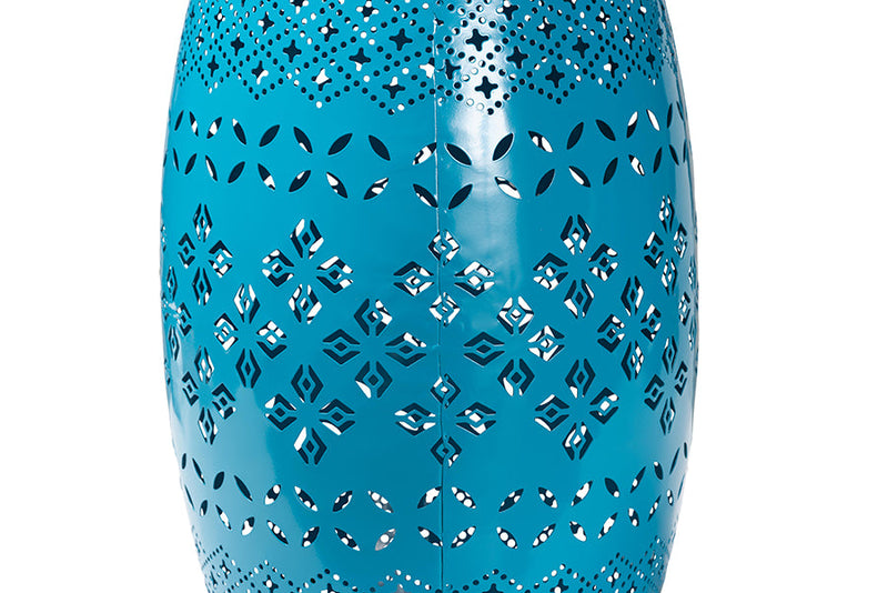 Layton Blue Finished Metal Outdoor Side Table Baxton